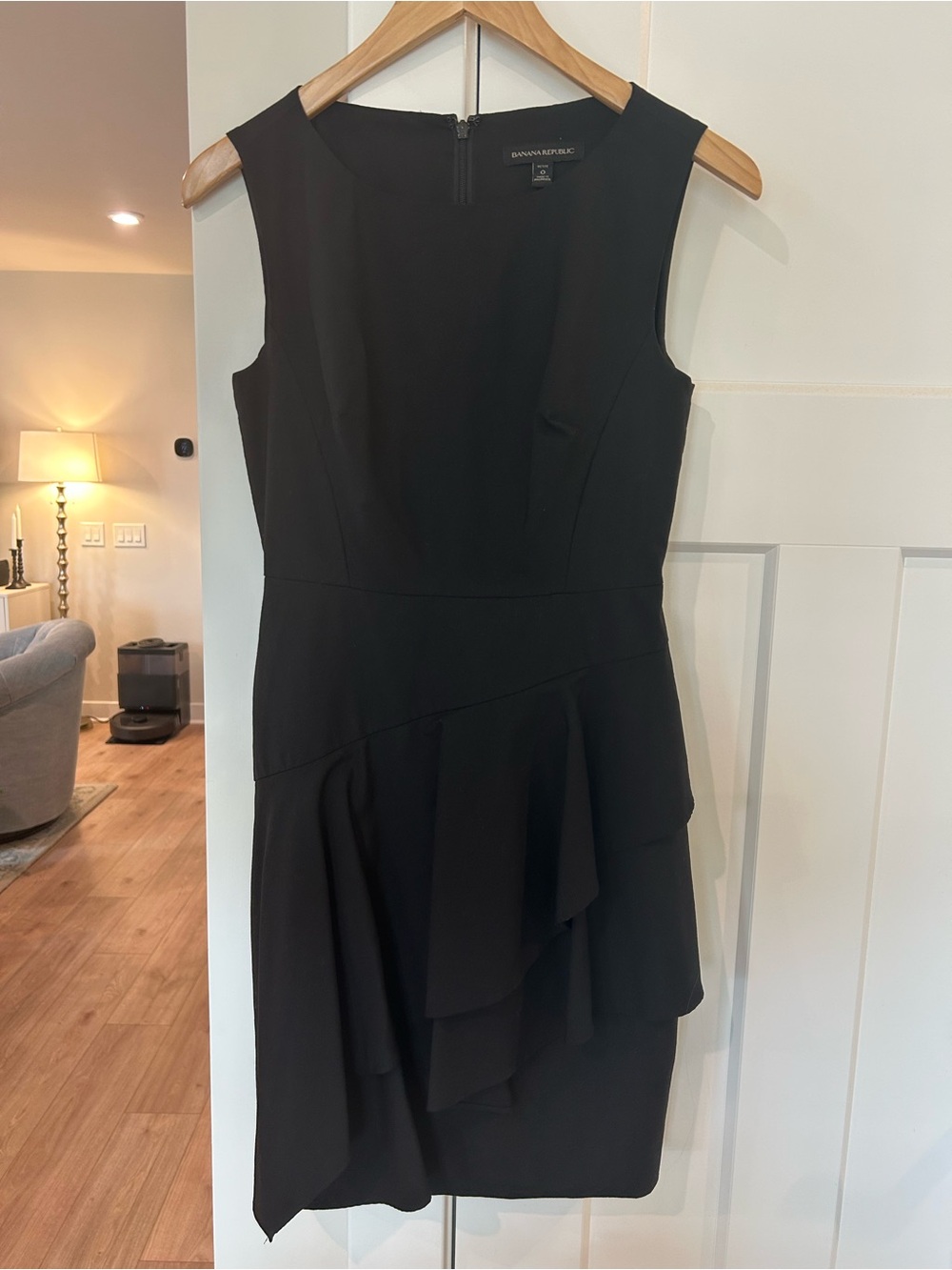Banana Republic Black Asymmetrical Ruffle Sheath Dress
